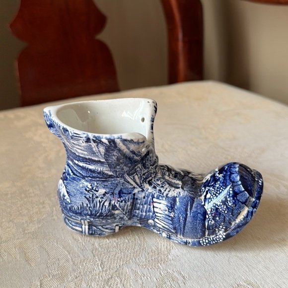 Old Foley James Kent Staffordshire England Delft blue porcelain shoe, boot 1950s - Picture 2 of 10